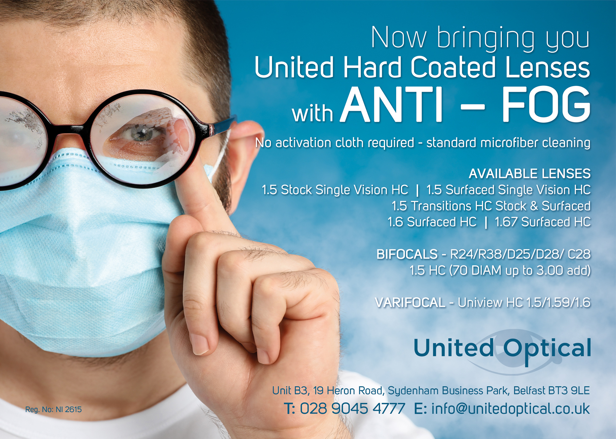 United Hard Coated Lenses with ANTI-FOG